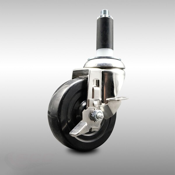 4 Inch 316SS Hard Rubber Swivel 1 Inch Expanding Stem Caster with Brake SCC
